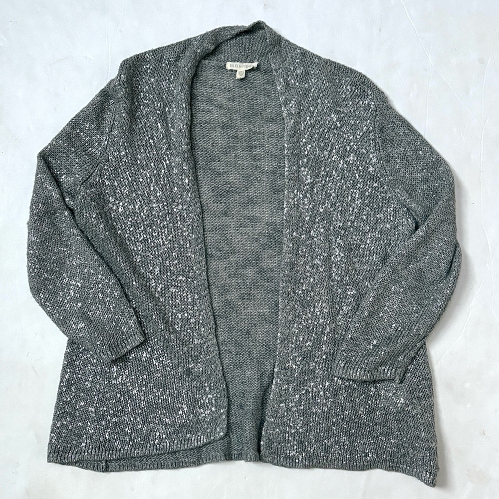 Eileen Fisher Metallic Open-Front Cardigan